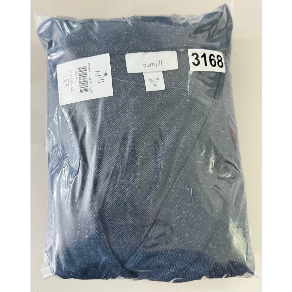 NWT J.Jill Pure Jill Dress 2X Indigo Blue Relaxed Artsy Long Sleeve Pocket Midi - Picture 10 of 10